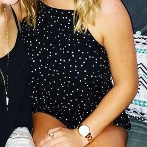 Black High Neck Star Tank